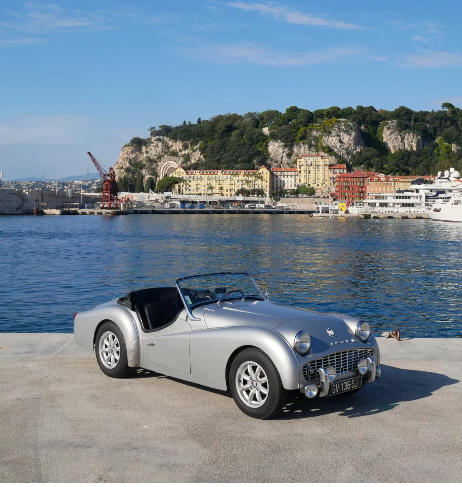 Triumph TR3 British classic sports car rental French Riviera roadster.